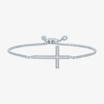 Fine Jewelry Cross (g-h,si2-i1) Womens Diamond Accent Lab Grown White Diamond Sterling Silver Cross Bolo Bracelet