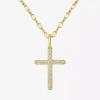 Fine Jewelry Cross (gh / Si2 I1) Womens 1/6 Ct. T.w. Lab Grown White Diamond 10k Gold Cross 16 Inch Pendant Neckl In Yellow
