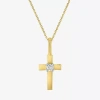 Fine Jewelry Cross (gh / Si2 I1) Womens Diamond Accent Lab Grown White Diamond 10k Gold Cross 16 Inch Pendant Nec In Yellow
