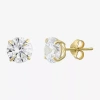 Fine Jewelry Cubic Zirconia 10k Gold 6mm Stud Earrings In Transparent