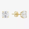 Fine Jewelry Cubic Zirconia 14k Gold 6mm Stud Earrings In Transparent