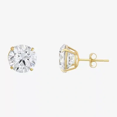 Fine Jewelry Cubic Zirconia 14k Gold 9mm Stud Earrings In Transparent