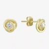Fine Jewelry Cubic Zirconia Love Knot Earrings 14k Gold In Transparent