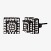 Fine Jewelry Cubic Zirconia Stainless Steel 7.6mm Square Stud Earrings In Transparent
