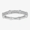 Fine Jewelry Cubic Zirconia Sterling Silver Round Band In Transparent