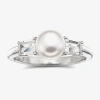 Fine Jewelry Cultured Freshwater Pearl & Lab-created White Sapphire 3-stone Ring In Sterling Silver In Transparent