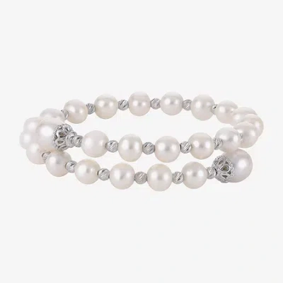 Fine Jewelry Cultured Freshwater Pearl & Sterling Silver Brilliance Bead Coil Bracelet In Transparent