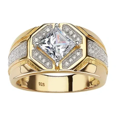 Fine Jewelry Diamonart Mens 1 1/2 Ct. T.w. White Cubic Zirconia 14k Gold Over Silver Fashion Ring In Multi