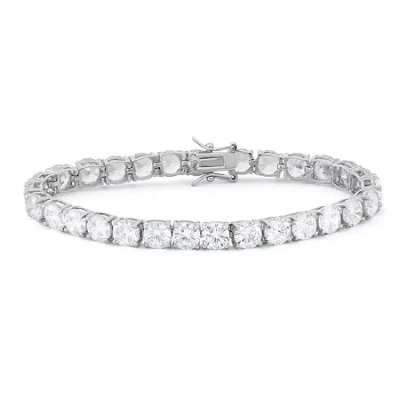 Fine Jewelry Diamonart White Cubic Zirconia Sterling Silver 7.25 Inch Tennis Bracelet In Transparent
