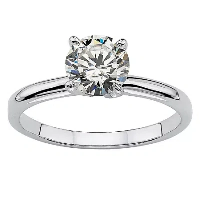 Fine Jewelry Diamonart Womens 1 1/10 Ct. T.w. White Cubic Zirconia Sterling Silver Round Engagement Ring