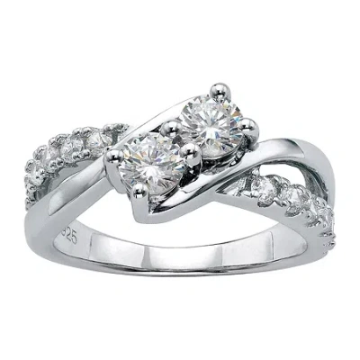 Fine Jewelry Diamonart Womens 1 1/5 Ct. T.w. White Cubic Zirconia Platinum Over Silver Promise Ring In Transparent