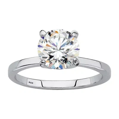 Fine Jewelry Diamonart Womens 1 7/8 Ct. T.w. Lab Created White Sapphire Platinum Over Silver Round Engagement Rin