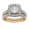 Fine Jewelry Diamonart Womens 1 7/8 Ct. T.w. White Cubic Zirconia 18k Gold Over Silver Square Bridal Set In Multi