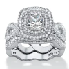 Fine Jewelry Diamonart Womens 1 7/8 Ct. T.w. White Cubic Zirconia Platinum Over Silver Square Bridal Set In Transparent