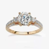 Fine Jewelry Diamonart Womens 2 1/3 Ct. T.w. White Cubic Zirconia 14k Gold Over Silver Round Engagement Ring In Multi
