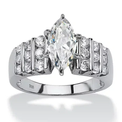 Fine Jewelry Diamonart Womens 2 3/4 Ct. T.w. White Cubic Zirconia Platinum Over Silver Engagement Ring In Transparent