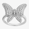 Fine Jewelry Diamonart Womens 2 Ct. T.w. Cubic Zirconia Sterling Silver Butterfly Cocktail Ring In Silver