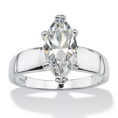 Fine Jewelry Diamonart Womens 2 Ct. T.w. White Cubic Zirconia Sterling Silver Engagement Ring