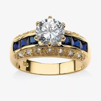 Fine Jewelry Diamonart Womens 3 1/2 Ct. T.w White Cubic Zirconia 14k Gold Over Silver Round Engagement Ring In Multi