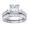 Fine Jewelry Diamonart Womens 3 1/2 Ct. T.w White Cubic Zirconia Platinum Over Silver Bridal Set In Transparent