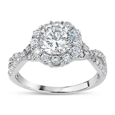 Fine Jewelry Diamonart Womens 3 1/2 Ct. T.w White Cubic Zirconia Sterling Silver Engagement Ring
