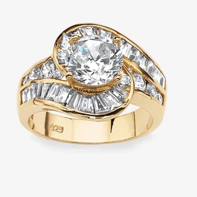 Fine Jewelry Diamonart Womens 4 3/4 Ct. T.w. White Cubic Zirconia 14k Gold Over Silver Round Engagement Ring In Multi