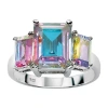 Fine Jewelry Diamonart Womens 5 1/2 Ct. T.w. Multi Color Cubic Zirconia Sterling Silver Cocktail Ring In Transparent