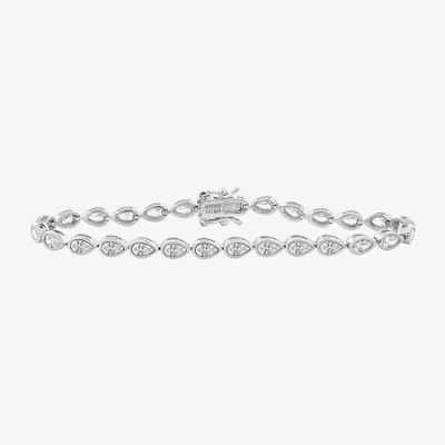 Fine Jewelry Diamonart Womens Cubic Zirconia Sterling Silver 7.25 Inch Tennis Bracelet In White