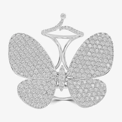 Fine Jewelry Diamonart Womens Cubic Zirconia Sterling Silver Butterfly Cocktail Ring