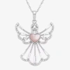 Fine Jewelry Diamonart Womens Pink Cubic Zirconia Sterling Silver Angel 18 Inch Pendant Necklace In Transparent