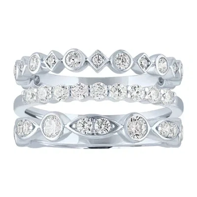 Fine Jewelry Diamonart Womens White Cubic Zirconia Sterling Silver Stackable Ring