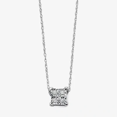 Fine Jewelry Diamond-accent 10k White Gold Square Necklace In Transparent