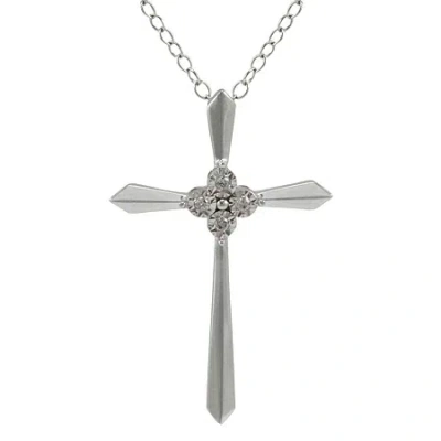 Fine Jewelry Diamond-accent Cross Pendant Necklace 10k White Gold