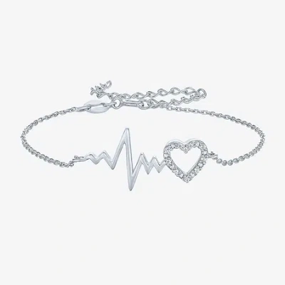 Fine Jewelry Diamond Accent (g-h / Si2-i1) Womens Sterling Silver 8 Inch Cable Chain Bracelet In Transparent