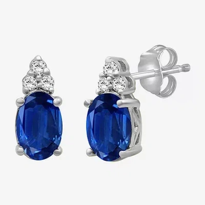 Fine Jewelry Diamond Accent Gemstone 10k Gold 8.9mm Oval Stud Earrings