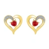 Fine Jewelry Diamond Accent Lab Created Red Ruby 10k Gold 13.5mm Heart Stud Earrings In Transparent