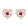 Fine Jewelry Diamond Accent Lab Created Red Ruby 10k Rose Gold 9mm Heart Stud Earrings In Transparent
