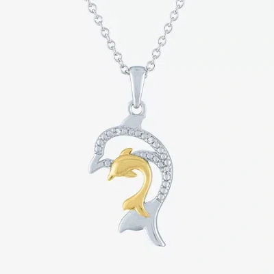 Fine Jewelry Diamond Accent Mother And Baby Dolphin Womens Diamond Accent Natural White Diamond 14k Gold Over Sil In Transparent