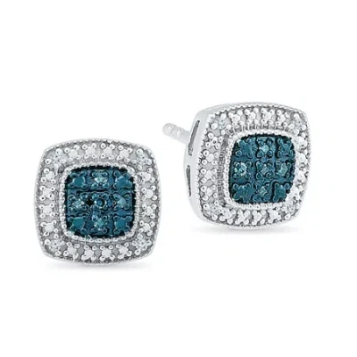Fine Jewelry Diamond Accent Natural Blue Diamond Sterling Silver 5mm Cushion Stud Earrings