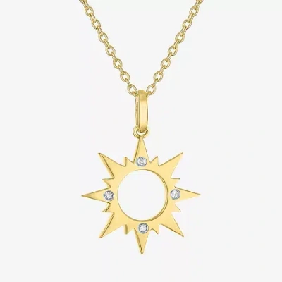 Fine Jewelry Diamond Accent Sun (g-h,si2-i1) Womens Diamond Accent Lab Grown White Diamond Accent 14k Gold Over S In Yellow
