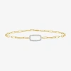 Fine Jewelry Diamond Addiction 1/10 Ct.t.w. Diamond Womens 10k Gold 8 1/2 Inch Paperclip Chain Bracelet In Yellow