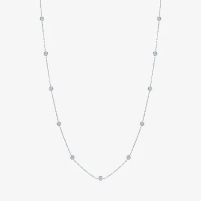 Fine Jewelry Diamond Addiction 1/4 Ct.t.w. - 1/2 Ct. T.w. (g-h / Si2-i1) Lab-grown Diamond Station Necklace In St In Silver