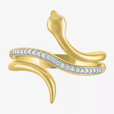 Fine Jewelry Diamond Addiction (g-h / I1-i2) "snake" Womens 1/10 Ct. T.w. Lab Grown White Diamond 14k Gold Over S In Transparent