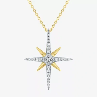 Fine Jewelry Diamond Addiction (g-h / Si2-i1) North Star Womens 1/4 Ct. T.w. Lab Grown White Diamond 10k Gold Sta In Transparent