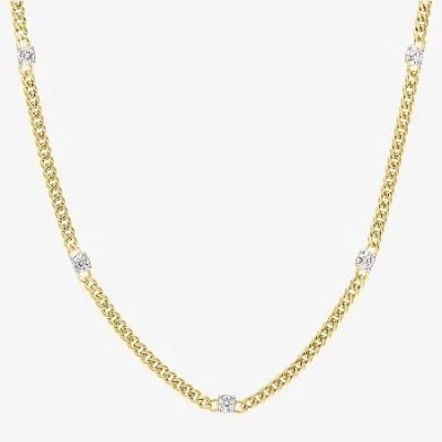 Fine Jewelry Diamond Addiction (g-h / Si2-i1) Womens 10k Gold 18 Inch Cuban Chain Necklace In Transparent