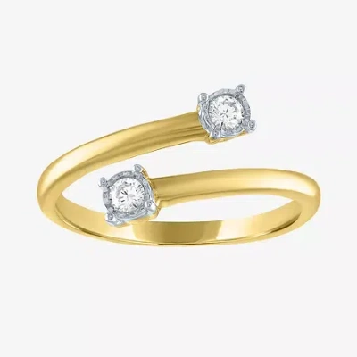 Fine Jewelry Diamond Addiction (g-h / Si2-i1) Womens 1/10 Ct. T.w. Lab Grown White Diamond 10k Gold Round Delicat In Transparent