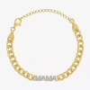 Fine Jewelry Diamond Addiction "mama" Womens 14k Gold Over Silver 8 Inch Cuban Chain Bracelet In Transparent