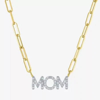 Fine Jewelry Diamond Addiction "mom" (g-h / I1-12) Womens 1/10 Ct. T.w. Lab Grown White Diamond 14k Gold Over Sil In Transparent