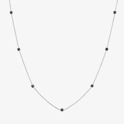 Fine Jewelry Diamond Addiction Womens 1/4 Ct. T.w. Natural Black Diamond Sterling Silver 16 Inch Pendant Necklace In White