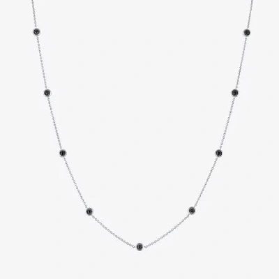 Fine Jewelry Diamond Addiction Womens 1/4 Ct. T.w. Natural Black Diamond Sterling Silver 16 Inch Pendant Necklace In White